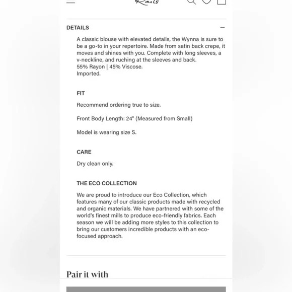 Rails Wynna Rust Women’s Blouse Top Silk Satin - Picture 6 of 6